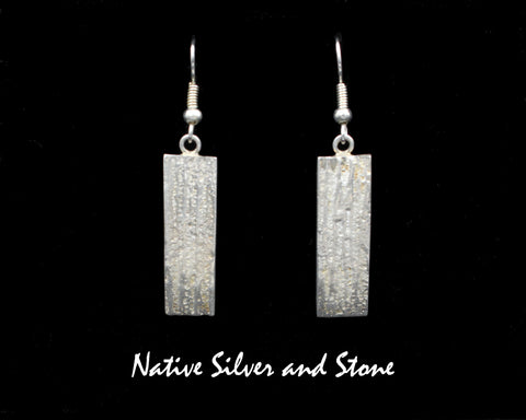 Z Peter Nelson - Navajo<br>1-3/16" Earrings<br>Medium Long Rectangles<br>Polished Tufa<br>Sterling Silver