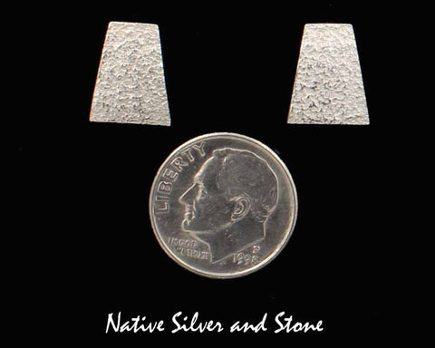 Peter Nelson - Navajo<br>1/2" Earrings - "Bells"<br>Polished Tufa Cast<br>"Sand" Pattern<br>Post <br>Sterling Silver