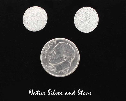 Peter Nelson - Navajo<br>1/2" Earrings - "Circles"<br>Polished Tufa Cast<br>"Sand" Pattern<br>Post <br>Sterling Silver