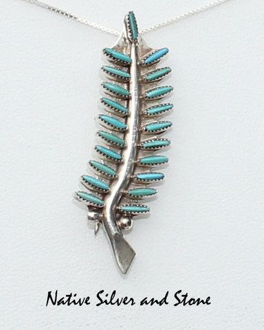 Z RLC<br>Zuni Jewelry<br>Pendant & Pin<br>Needlepoint (21) Leaf<br>in Sterling Silver