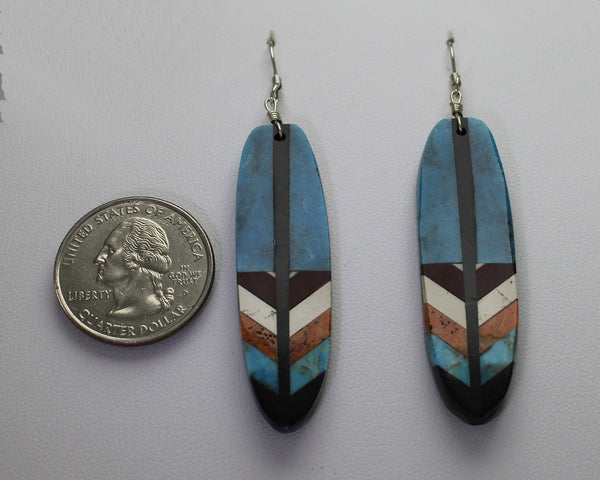 Z Rudy & Mary Coriz<br>Ke-Wa/Santo Domingo Jewelry<br>Earrings - French Wire Feather<br>Turquoise Combinations