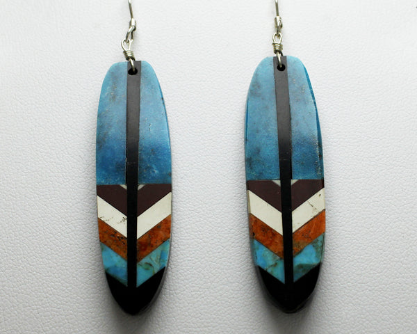 Z Rudy & Mary Coriz<br>Ke-Wa/Santo Domingo Jewelry<br>Earrings - French Wire Feather<br>Turquoise Combinations