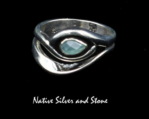 Raymond Coriz - Kewa<br>7/16" Ring<br>Chalcedony<br>"Egyptian" Eye<br>Size 8