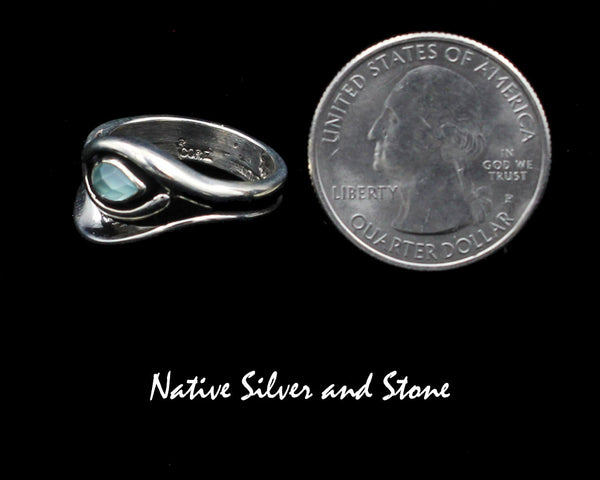 Raymond Coriz - Kewa<br>7/16" Ring<br>Chalcedony<br>"Egyptian" Eye<br>Size 8