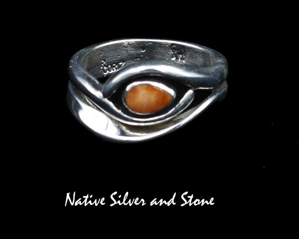 Raymond Coriz - Kewa<br>7/16" Ring<br>Orange Spiny<br>"Egyptian" Eye<br>Size 7