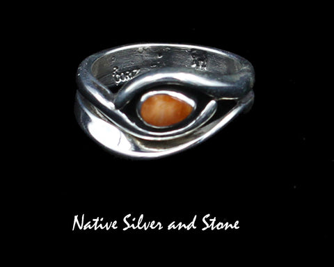 Raymond Coriz - Kewa<br>7/16" Ring<br>Orange Spiny<br>"Egyptian" Eye<br>Size 7