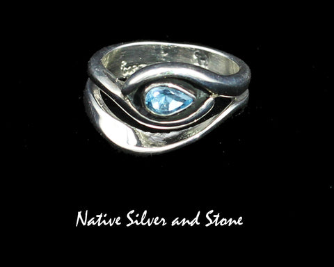 Z Raymond Coriz - Kewa<br>7/16" Ring<br>Topaz<br>"Egyptian" Eye<br>Size 7-1/2