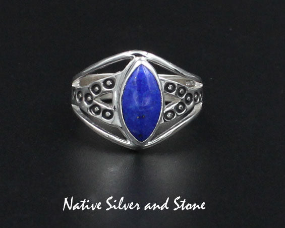 Raymond Coriz - Kewa<br>5/8" Ring<br>Lapis Lazuli<br>Sharp Oval "Marquis"<br>Sizes 7,  7-1/2, 8