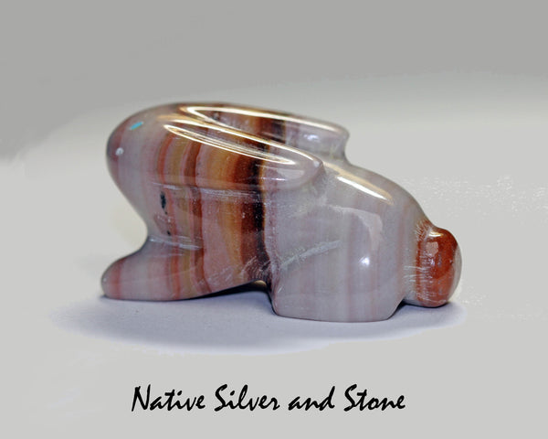 Z Rabbit<br>Zuni Fetish Carving<br>Rick Quam<br>Dolomite with Turquoise Eyes