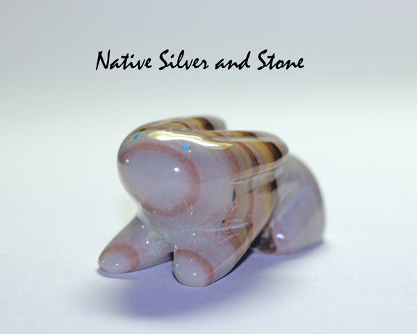 Z Rabbit<br>Zuni Fetish Carving<br>Rick Quam<br>Dolomite with Turquoise Eyes