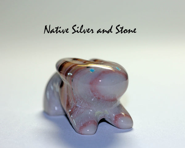 Z Rabbit<br>Zuni Fetish Carving<br>Rick Quam<br>Dolomite with Turquoise Eyes