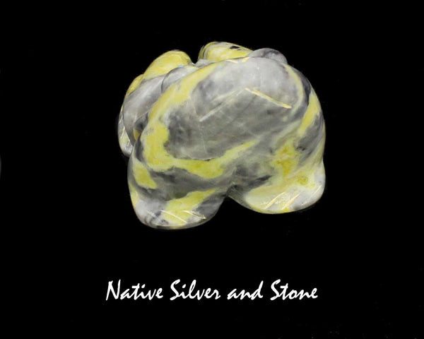 Frog<br>Zuni Fetish Carving<br>Rosella Soseah<br>Serpentine with Turquoise Accents<br>Large