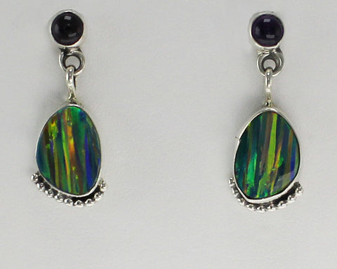 Running-Bear-Earrings-Imitation-Opal-Green-Blue-Red-Amethyst-Dot-Silver-1