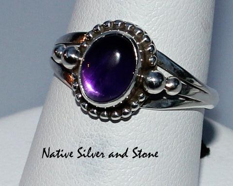 Ruth Ann Begay<br>Navajo<br>Ring - Amethyst Oval in<br>Sterling Setting<br>Size 9