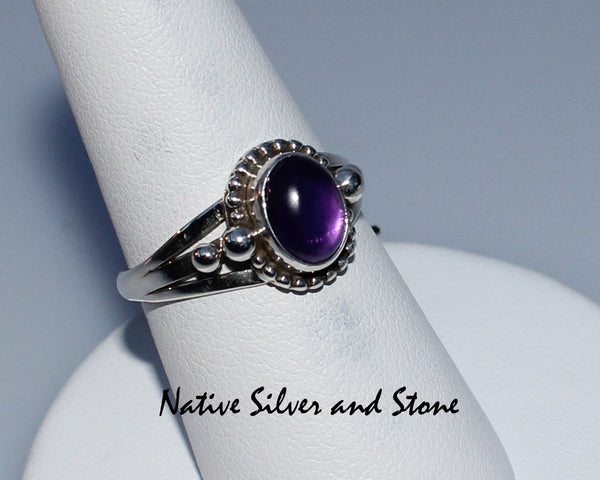 Ruth Ann Begay<br>Navajo<br>Ring - Amethyst Oval in<br>Sterling Setting<br>Size 9
