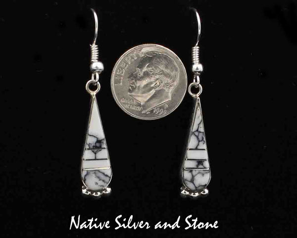 Z Steve Francisco - Navajo Jeweler<br>Earrings - French Wire Teardrops<br>Howlite Inlay Sterling Silver