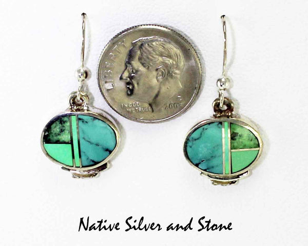 Z Supersmith-David Rosales<br>Earrings - French Wire<br>Horizontal Ovals<br>ER030 Turquoise Valley Multi-Inlay<br>Sleeping Beauty & Kingman Turquoises
