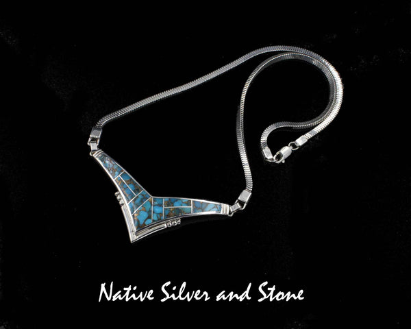 Z Supersmith-David Rosales<br>1-1/8" Necklace Choker<br>Bronze Infused Kingman Turquoise<br>NK150 "Kingman Gold "<br>Sterling Silver