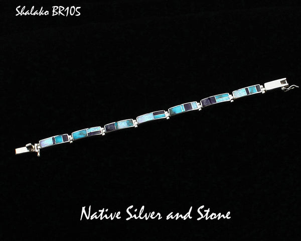 Z Supersmith - David Rosales<br>Native American Handcrafted<br>Bracelet Link - Shalako BR105<br>Multi-inlay<br>Sugilite, Chinese Turquoise,<br> & Lab Opal