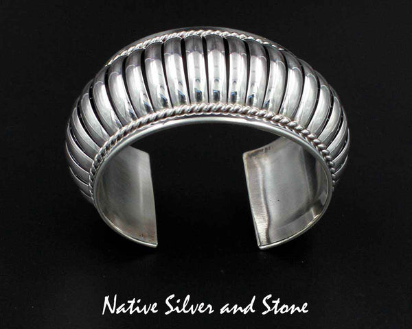 Thomas Charley/Charlie, Navajo<br>1-1/2" Bracelet<br>Cuff Segmented "Melon"<br>Size 6-3/8 (Medium-Small)