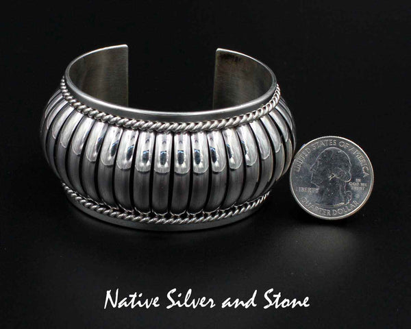 Thomas Charley/Charlie, Navajo<br>1-1/2" Bracelet<br>Cuff Segmented "Melon"<br>Size 6-3/8 (Medium-Small)