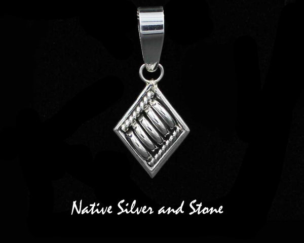 Z Thomas Charley/Charlie - Navajo<br>1-1/8" Pendant<br>Diamond-Shaped<br>Segmented "Melon" <br>Sterling Silver