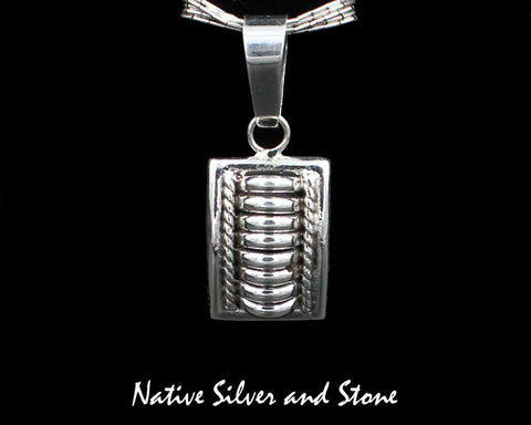 Z Thomas Charley/Thomas Charlie<br>Navajo<br>15/16" Pendant - Rectangle<br>"Melon - "Segmented<br>Sterling Silver