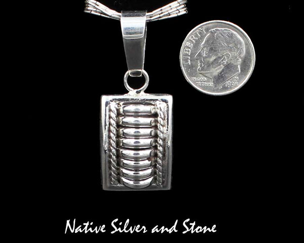 Z Thomas Charley/Thomas Charlie<br>Navajo<br>15/16" Pendant - Rectangle<br>"Melon - "Segmented<br>Sterling Silver