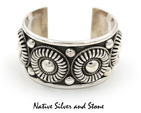 Z Thomas Charley/Thomas Charlie<br>Navajo Bracelet<br>1-1/2" Cuff Melon<br>Medallions of Circles & Domes<br>Size 6-9/16 (Medium)