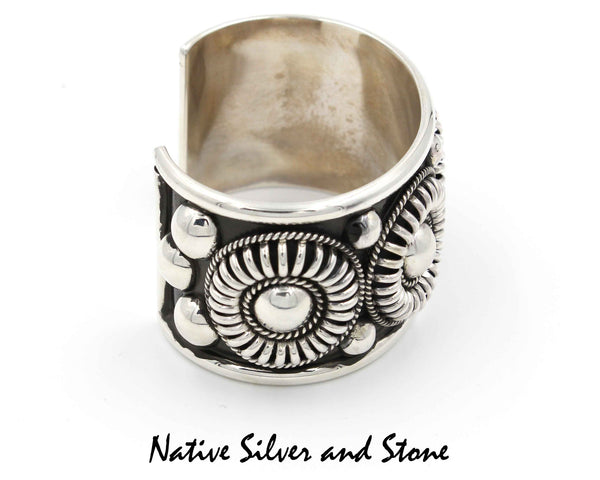 Z Thomas Charley/Thomas Charlie<br>Navajo Bracelet<br>1-1/2" Cuff Melon<br>Medallions of Circles & Domes<br>Size 6-9/16 (Medium)