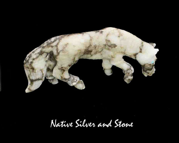 Z Horse<br>Zuni Fetish Carving<br>Travis Lasiloo<br>Marble<br>Turquoise & Jet Accents