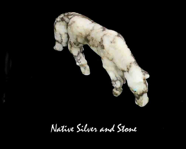 Z Horse<br>Zuni Fetish Carving<br>Travis Lasiloo<br>Marble<br>Turquoise & Jet Accents