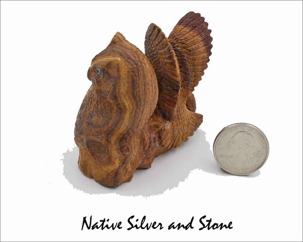 Z Owl Pair<br>Zuni Fetish Carving<br>Travis Lasiloo<br>Picasso Marble<br>Turquoise & Jet Accents