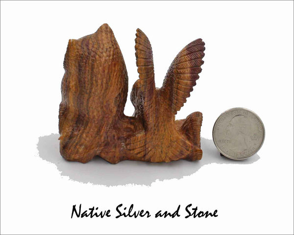 Z Owl Pair<br>Zuni Fetish Carving<br>Travis Lasiloo<br>Picasso Marble<br>Turquoise & Jet Accents