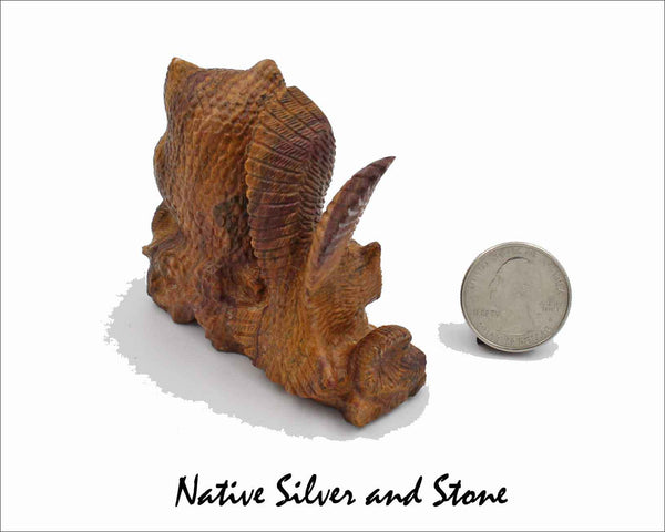 Z Owl Pair<br>Zuni Fetish Carving<br>Travis Lasiloo<br>Picasso Marble<br>Turquoise & Jet Accents