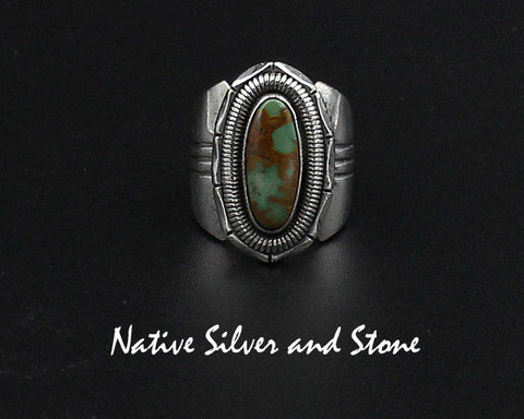Z Wil Vandever (Deceased) - Navajo<br>1/2" Ring<br>15mm Royston Turquoise Oval<Br>Size 6