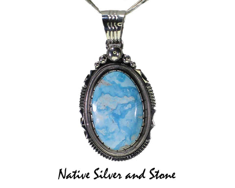 Handmade Pendant by Native American Wil Vandever, Blue Ridge Turquoise