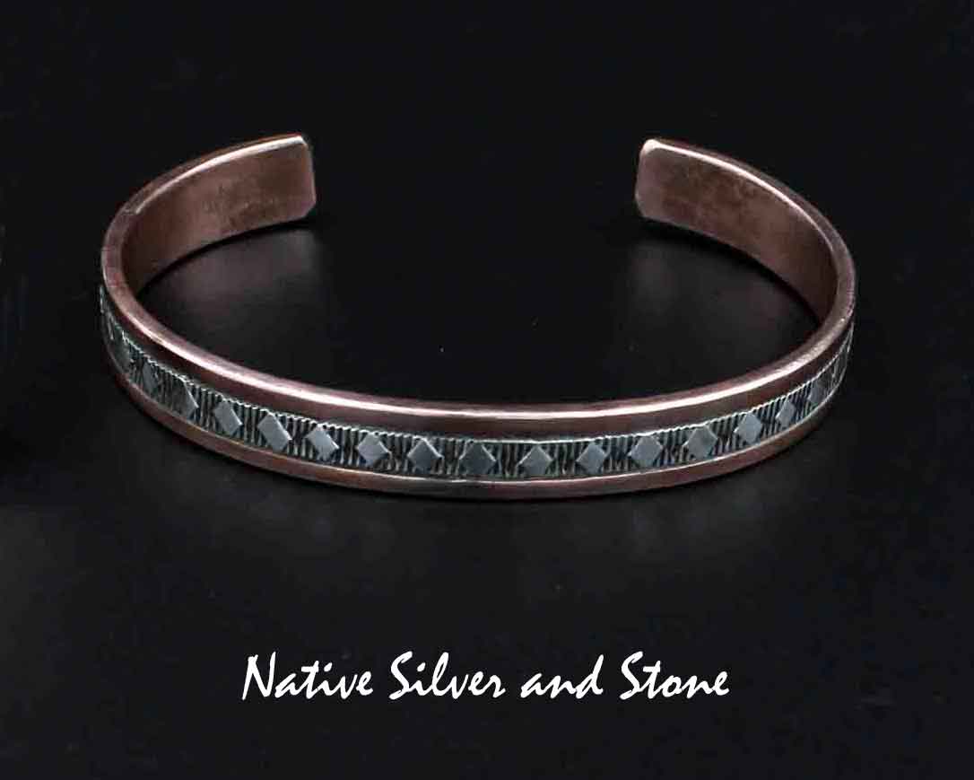 Copper Sterling Silver Round Accent Cuff Bracelet – Klaebu