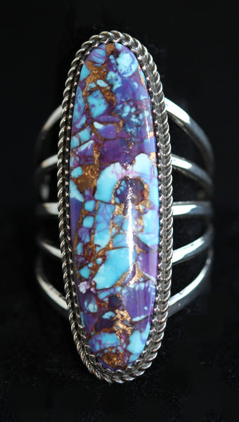 Garrison Boyd /Gary Boyd<br>Navajo Jewelry Ring<br>Bronze Infused Dyed Kingman Turquoise Size 7-3/4 to 8