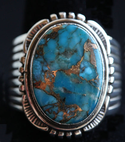 Z Will Detendale - Navajo Jewelry<br>Ring - Bronze Infused Kingman Turquoise - Size 9-3/4