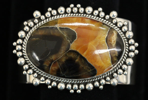 Z Artie Yellowhorse - Navajo<br>1-3/8" Bracelet Cuff<br>Simbircite/Simbercite<br>Multi Bead<br>Sterling Silver<br> Size 6-3/4 (adjustable)