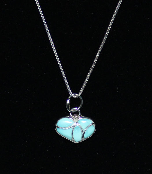 Z Turquoise Heart - Pendant w Chain - Zuni