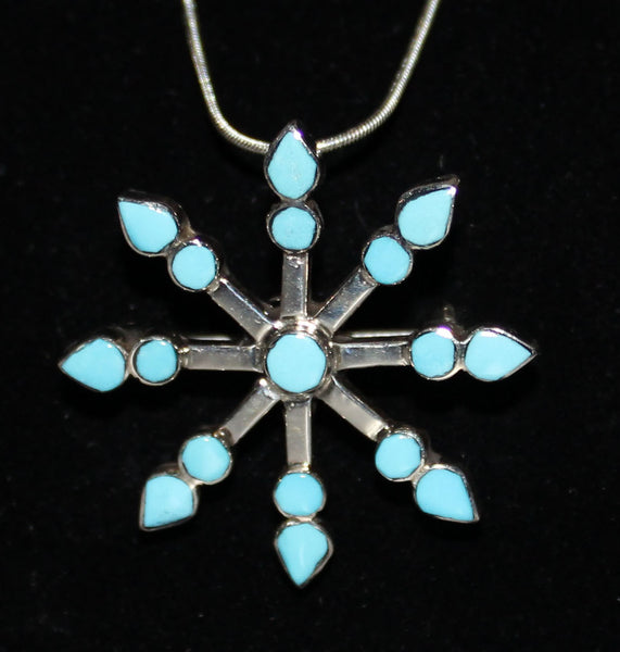 Z Vera Halusewa (Zuni) Quad Flower Pendant/PinNeedlepoint