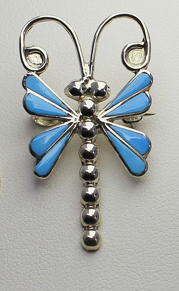 Z  Pendant/Pin - Dragonfly - Turquoise Inlay - Emma Edaakie