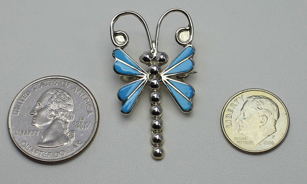 Z  Pendant/Pin - Dragonfly - Turquoise Inlay - Emma Edaakie